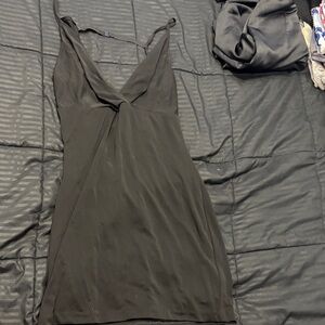 Nicole Miller Black Mini Slip Dress with V-Neck